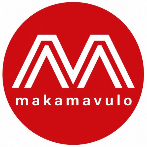 Ícone oficial do site Makamavulo News com design moderno em fundo escuro representando identidade digital e plataforma de notícias.
