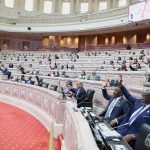 Fotografia da fachada ou do interior do edifício da Assembleia Nacional de Angola, em Luanda.