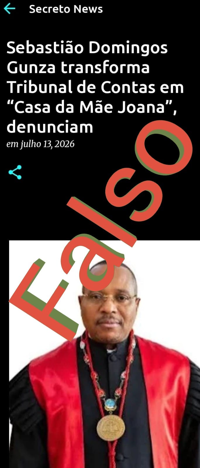 Notícia falsa sobre o Presidente do Tribunal de Contas de Angola exige rigor e responsabilidade jornalística